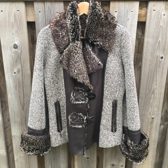 Creenstone virgin wool/angora wool blend brown tweed coat - size 6 - Picture 1 of 9